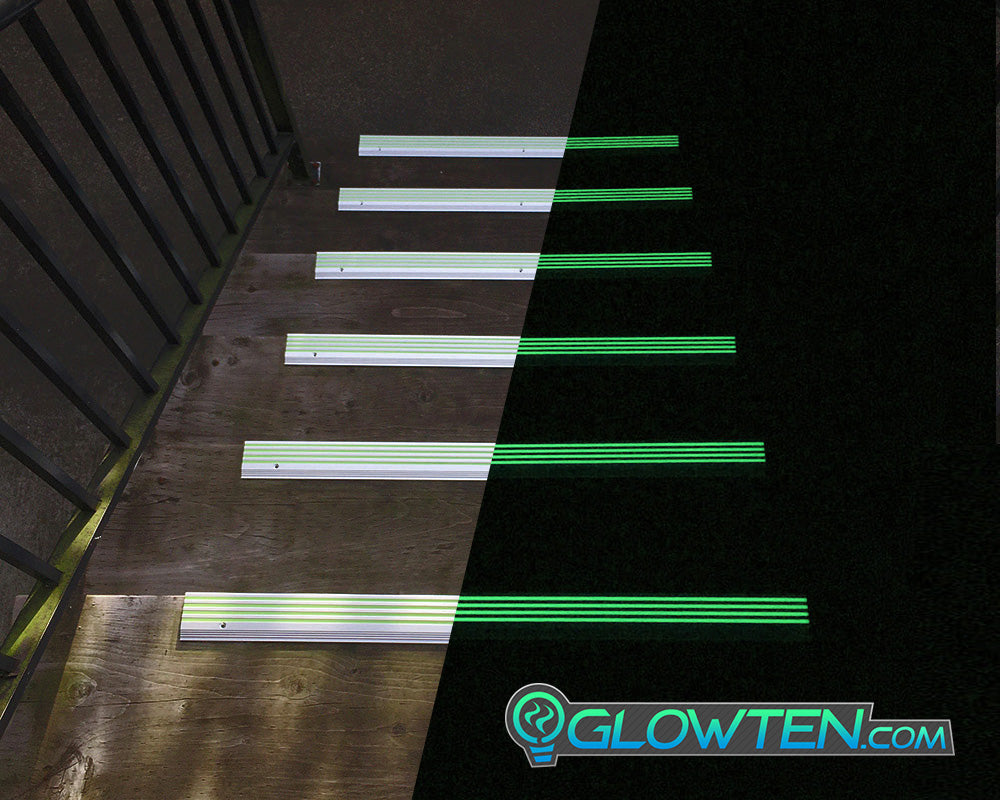 Double-Strip Grit, Glow-in-the-Dark, Stair Tread Cover - 19H461