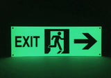 Aluminum Glow in the dark fire exit escape sign right