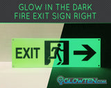 Aluminum Glow in the dark fire exit escape sign right