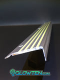 Aluminum Anti-Slip Screw In Stair Treads 4 BANDS Glow in the Dark (Silver or Black, L shape or Flat)) (price for 1 single stair tread)