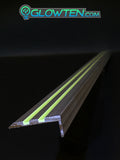 Aluminum Anti-Slip Stair Treads 2 BANDS Glow in the Dark (Silver or Black) (Glue on)(price for 1 single stair tread)