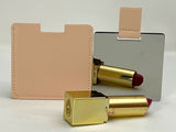 CUSTOM PERSONALIZED UNBREAKABLE STAINLESS STEEL COMPACT MAKEUP MIRROR(NON-GLASS) WITH FAUX LEATHER CASE (ASSORTED STYLES AND COLOURS)