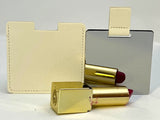 CUSTOM PERSONALIZED UNBREAKABLE STAINLESS STEEL COMPACT MAKEUP MIRROR(NON-GLASS) WITH FAUX LEATHER CASE (ASSORTED STYLES AND COLOURS)