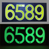 CUSTOM MADE Glow in the Dark House Address Numbers Aluminum With Black ABS Plaque (Whole Set)
