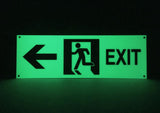 Aluminum Glow in the dark fire exit escape sign left