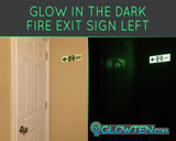 Aluminum Glow in the dark fire exit escape sign left