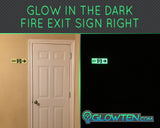 Aluminum Glow in the dark fire exit escape sign right