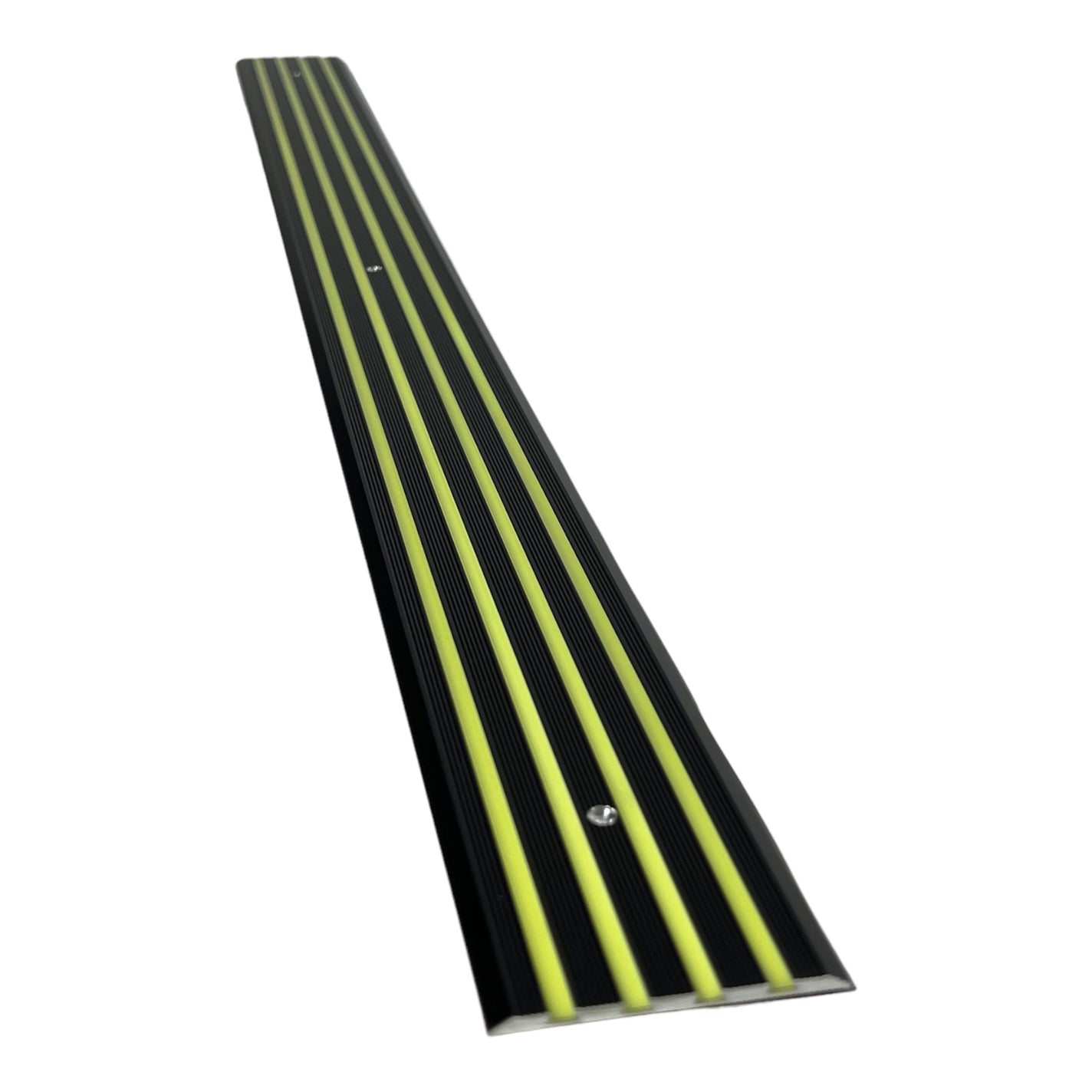Aluminum Anti-Slip Screw In Stair Treads 4 BANDS Glow in the Dark (Silver or Black, L shape or Flat)) (price for 1 single stair tread)